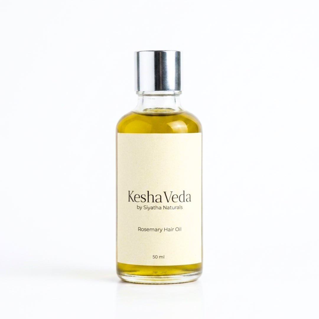 Kesha Veda Rosemary Hair Oil bottle on a white background